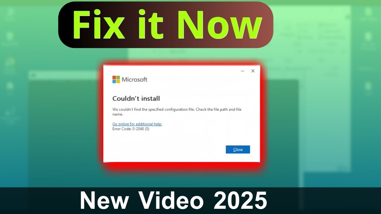 Fix Error code: 0-2048 (0) Couldn't Install | Office Tool Problem | microsoft office error