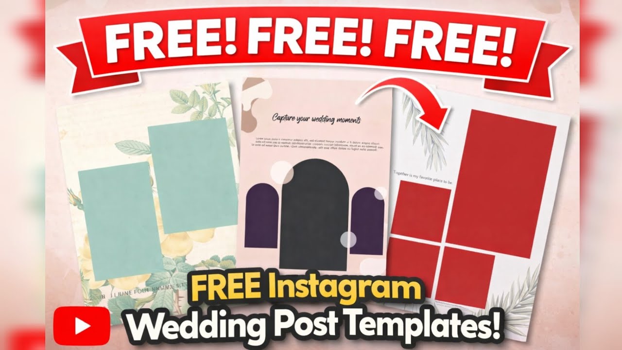  Free Wedding post template for Instagram 😱😍#WeddingTemplates #FreeTemplates #photoshop 
