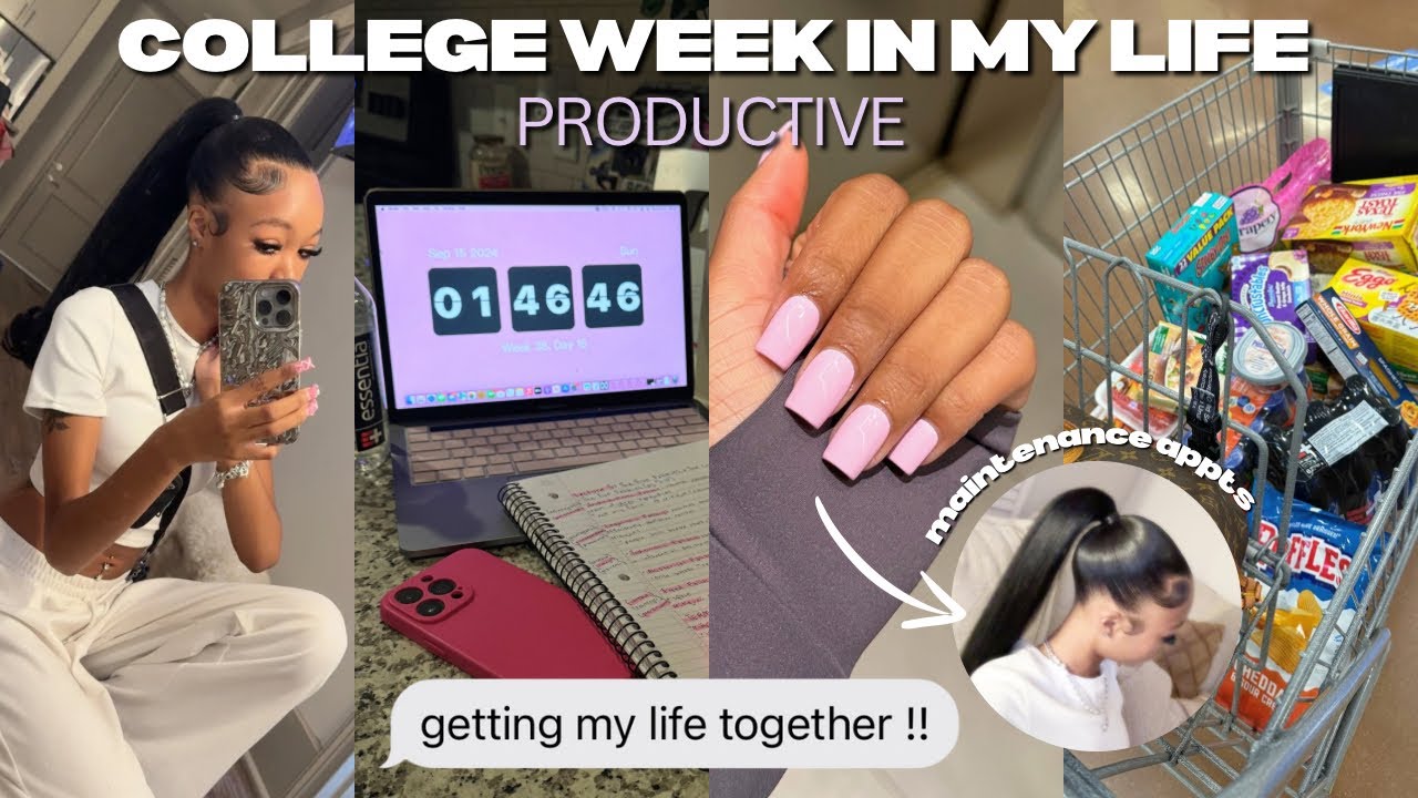 GETTING MY LIFE TOGETHER ! productive college vlog ✰ | groceries, hair + nails, class, nights out