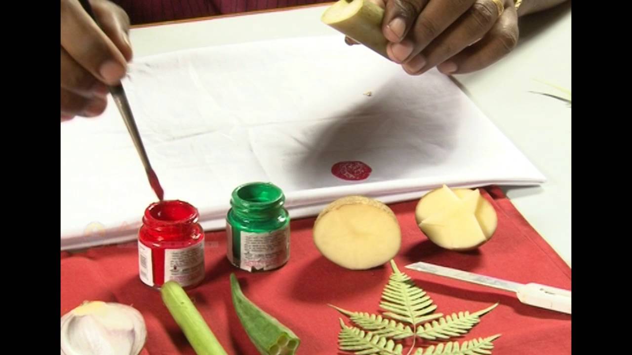 Fabric painting: brush line- vegetable design_HIN