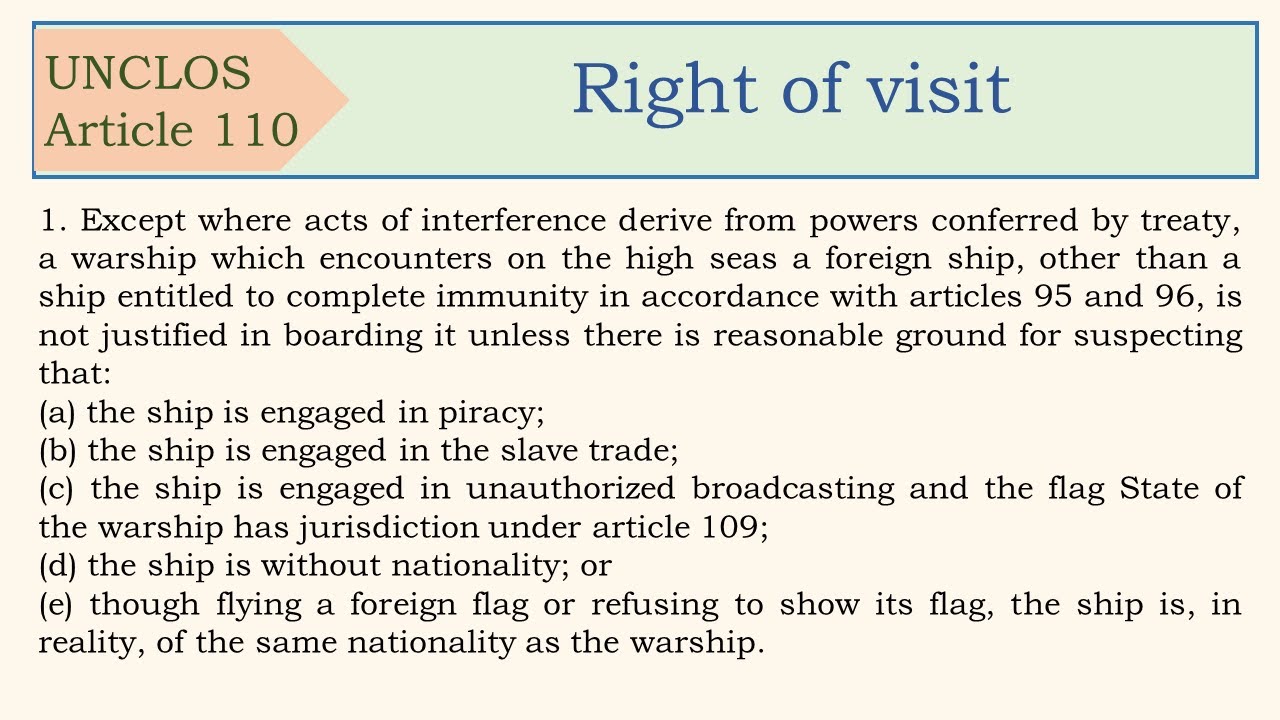 Law of the Sea Convention, Article 110, Right of visit