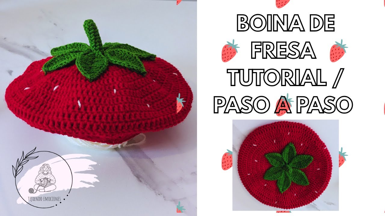 BOINA DE FRESA/TUTORIAL PASO A PASO /MEDIDAS PARA DIFERENTES TALLAS/ APRENDE DESDE 0 #boina #crochet