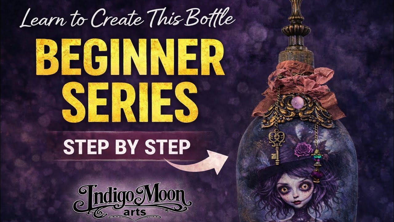 Video 10 - Goth Decoupage Bottle. Paint Blending Add Ons & Extra Detailing