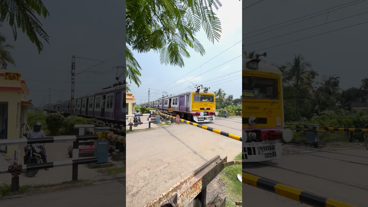Dangerous Scene at Railway Crossing | Closed Gate & Fast Local Train Passing #train #sorts