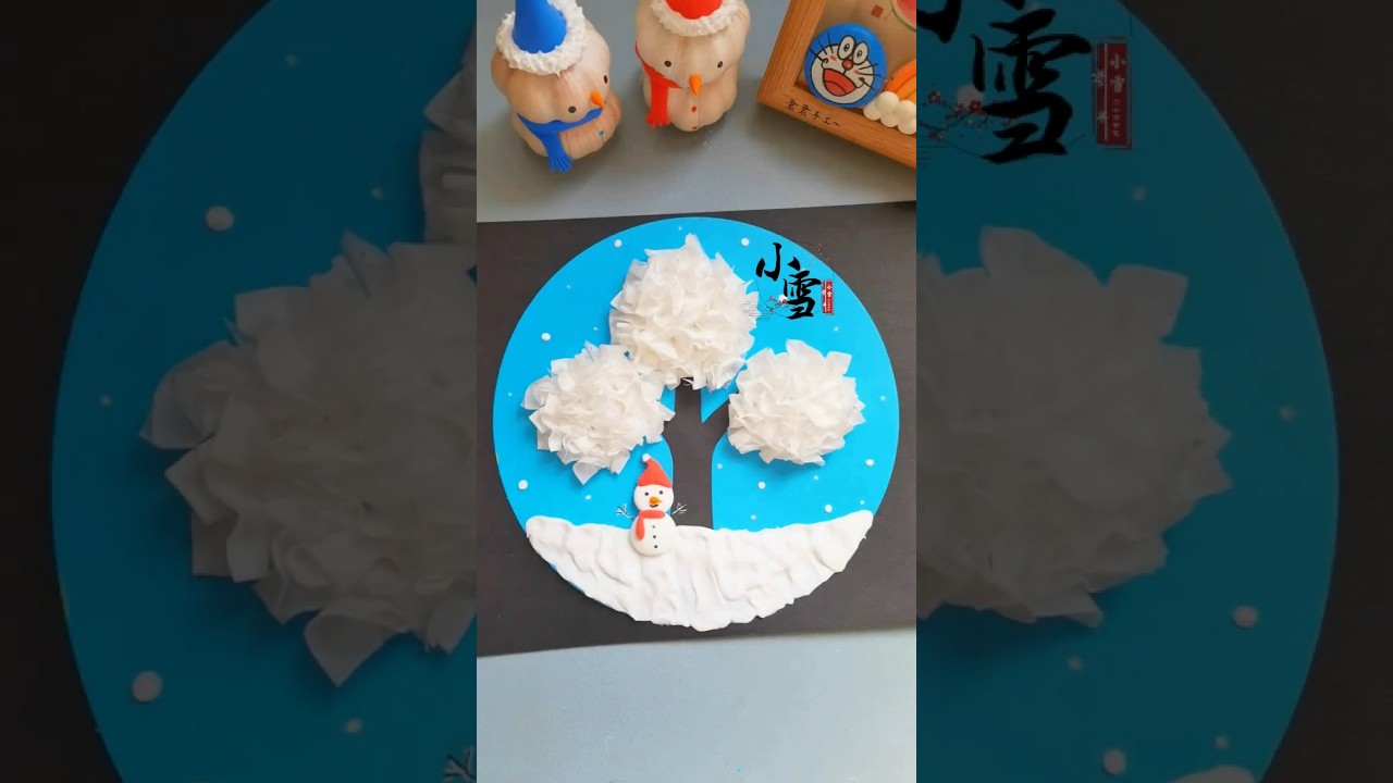 DIY Winter Snow Scene | Easy Tissue Paper & Clay Art #diy #artandcraft #art #craft #handmade