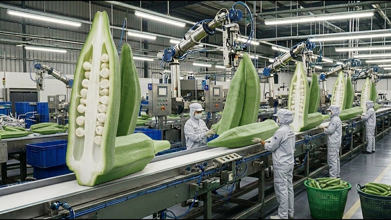 Inside the Largest Factory How Millions of Tons of Dried Okra Chips Are Made  Full Factory Process