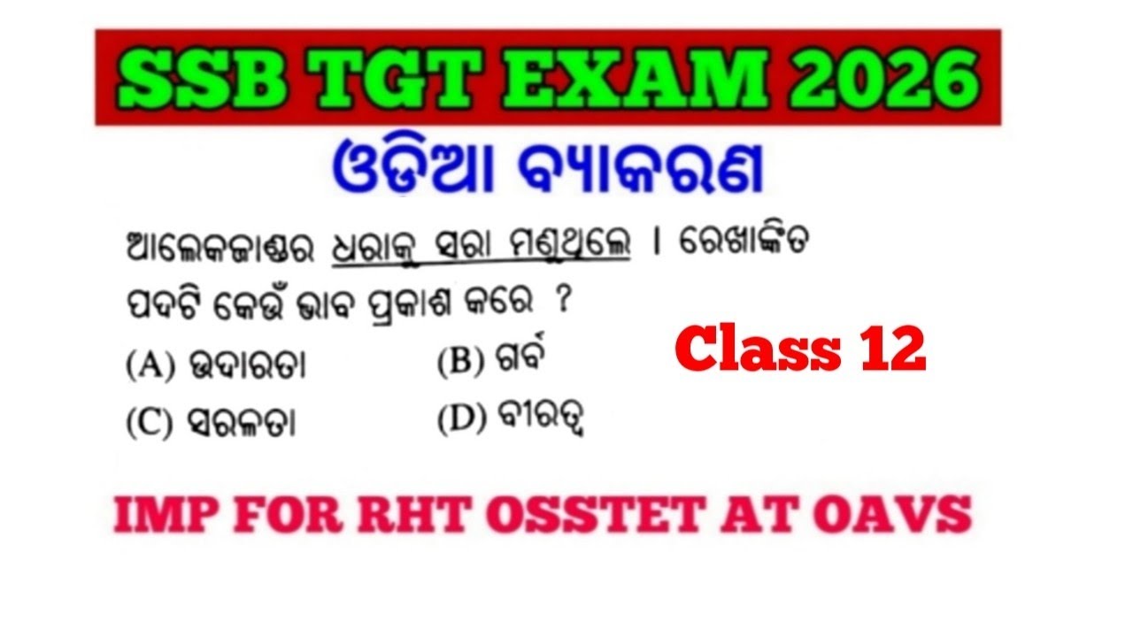 Target SSB TGT Exam 2026 !! Odia Grammar MCQs !! Imp for RHT AT OSSTET Exam !! cine tv Odisha !!