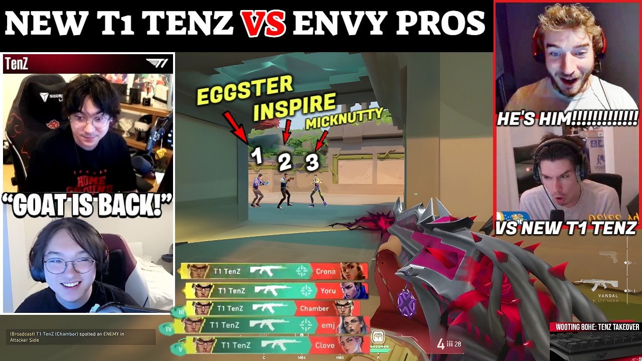 New T1 TenZ & Kanpeki Randomly Faced ENVY Eggsterr & Inspire in Ranked | Valorant