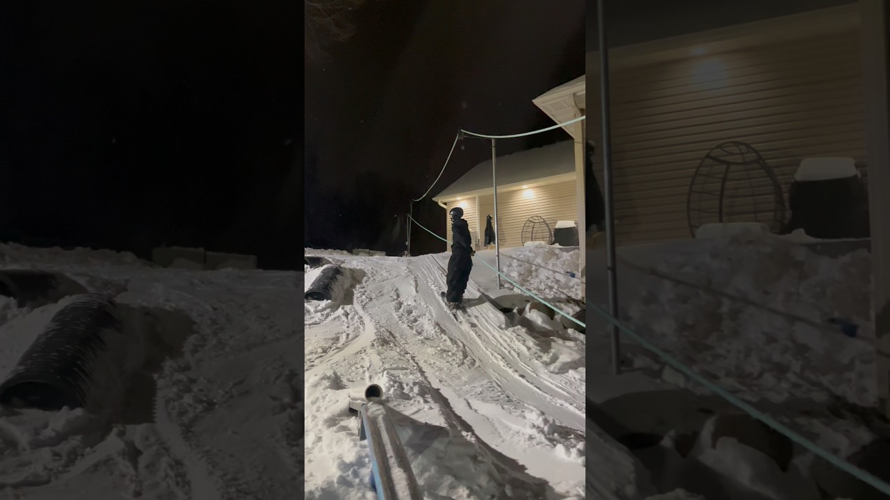 Night sesh #skiing #snowboarding #backyard