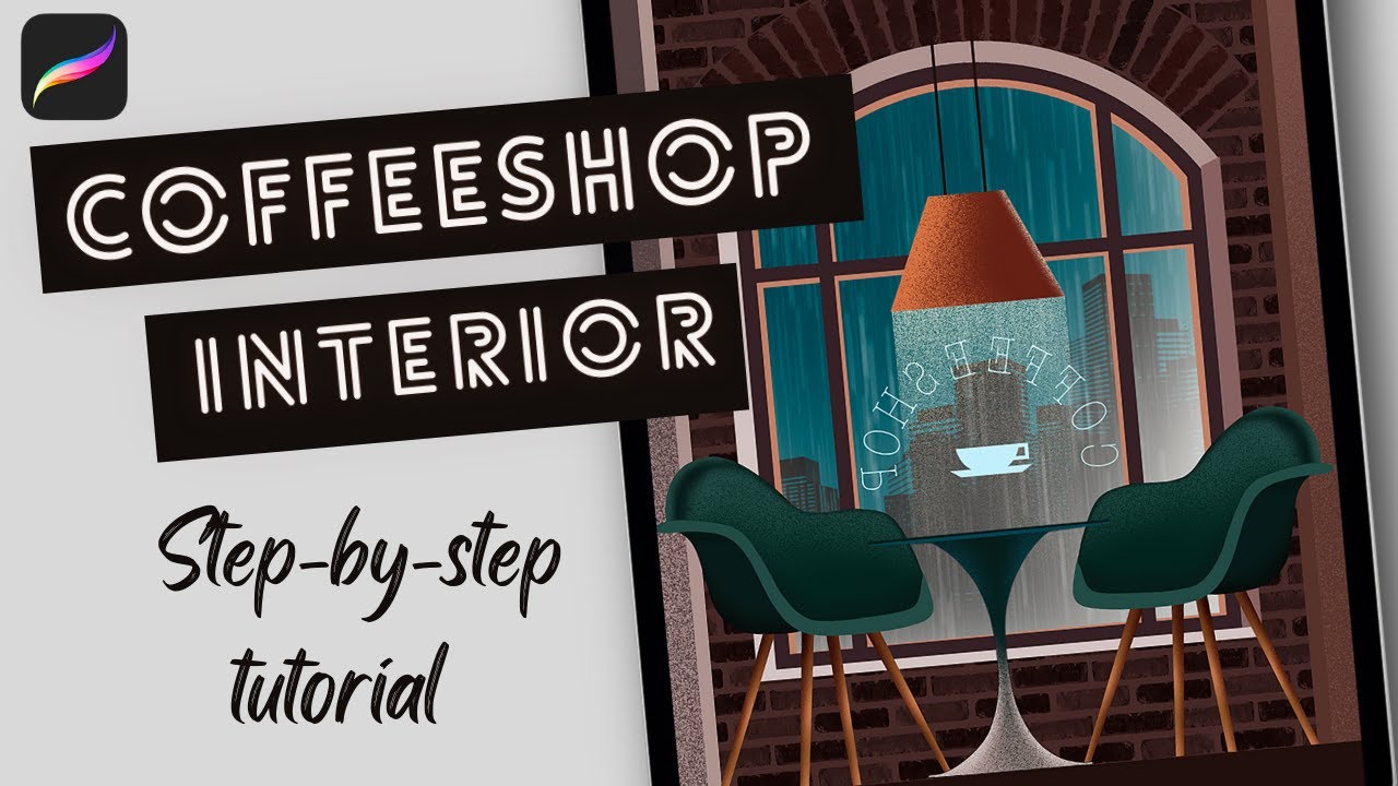 Step-By-Step Cafe Drawing  - Procreate Illustration Tutorial