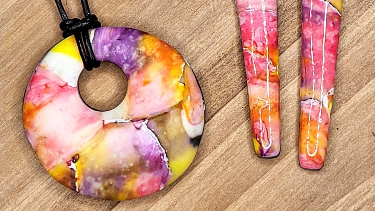 Polymer clay watercolor effect hollow bead