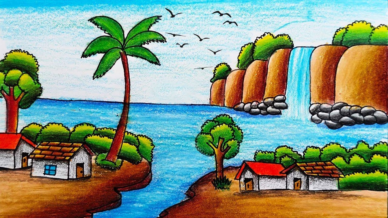 Mountain Scenery Drawing | Beautiful Nature Landscape Art | Easy Tutorial for Beginners