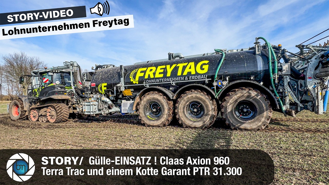 Besonderes Güllegespann ! Claas Axion 960 Terra Trac mit einem Kotte Garant PTR 31.300 Güllewagen