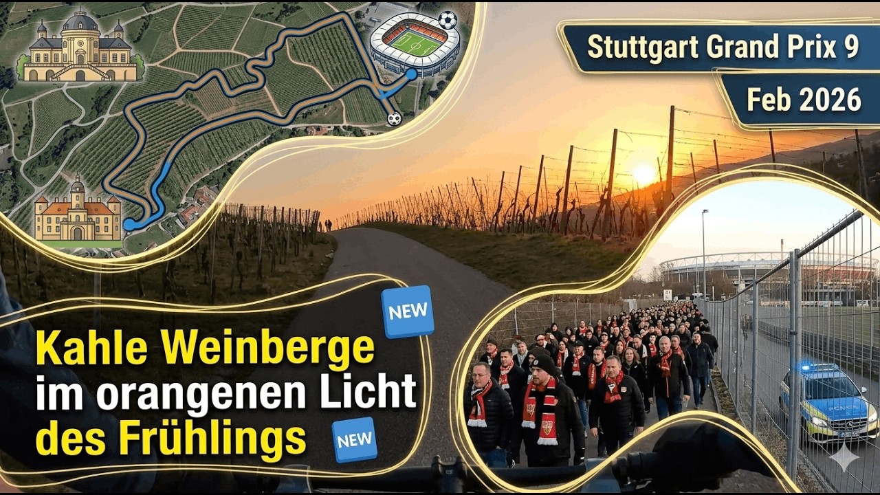 [SGP#9] POV Fahrradtour durch die kahlen Weinberge im orangenen Licht des Frühfrühlings