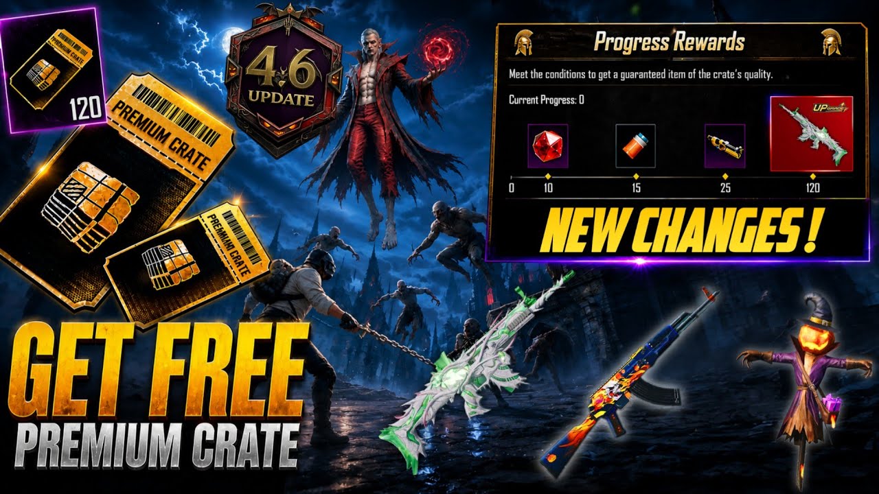 New Premium Crate Is Here | Free Upgraded Old Rare Gun Skin & 4.6 Update All Items Revealed | PUBGM