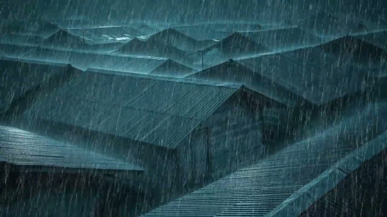 No Ads Rain Sounds for Sleeping – Powerful Heavy Rain On Tin Roof for Insomnia Help Tonight