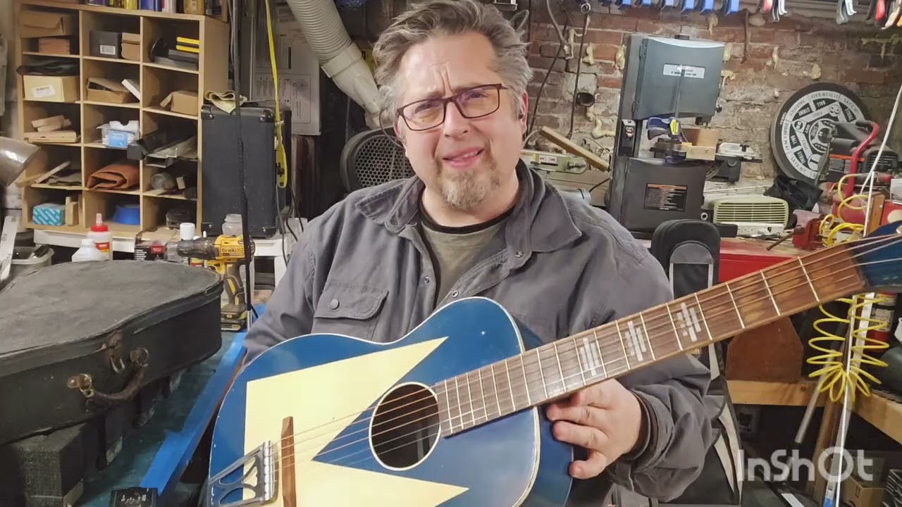 1957 Stella 902 Colorama Blue and White Parlor Guitar