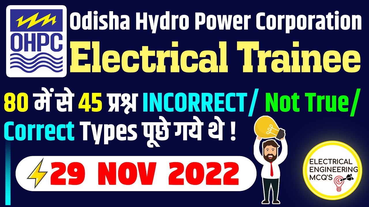 OHPC Electrical Trainee 29 November 2022 Previous Year Question Paper Solution | OHPC DET PYQ 2025