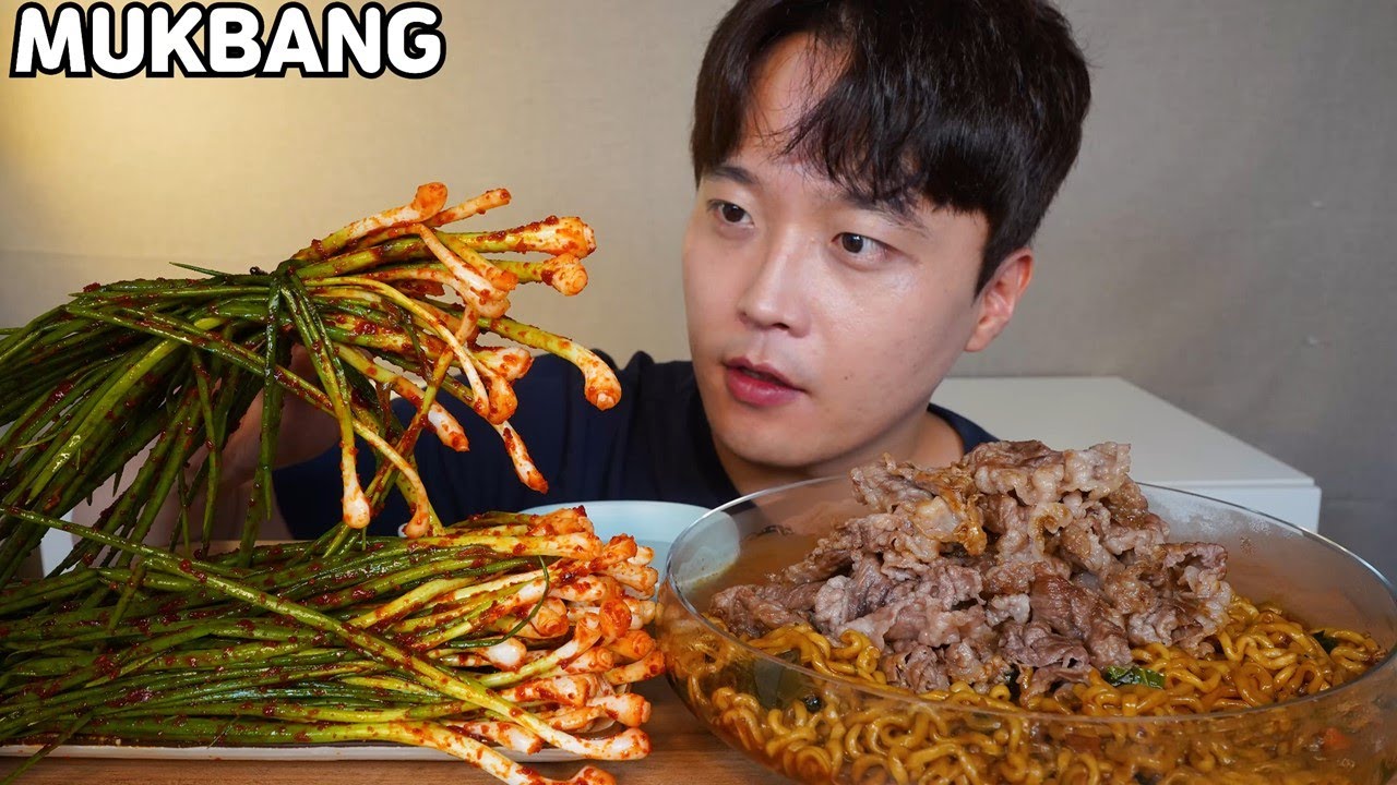갓담근 파김치 차돌박이 짜파구리 꿀조합 먹방 Green Onion Kimchi & Jjapaguri ASMR MUKBANG REAL SOUND EATING SHOW