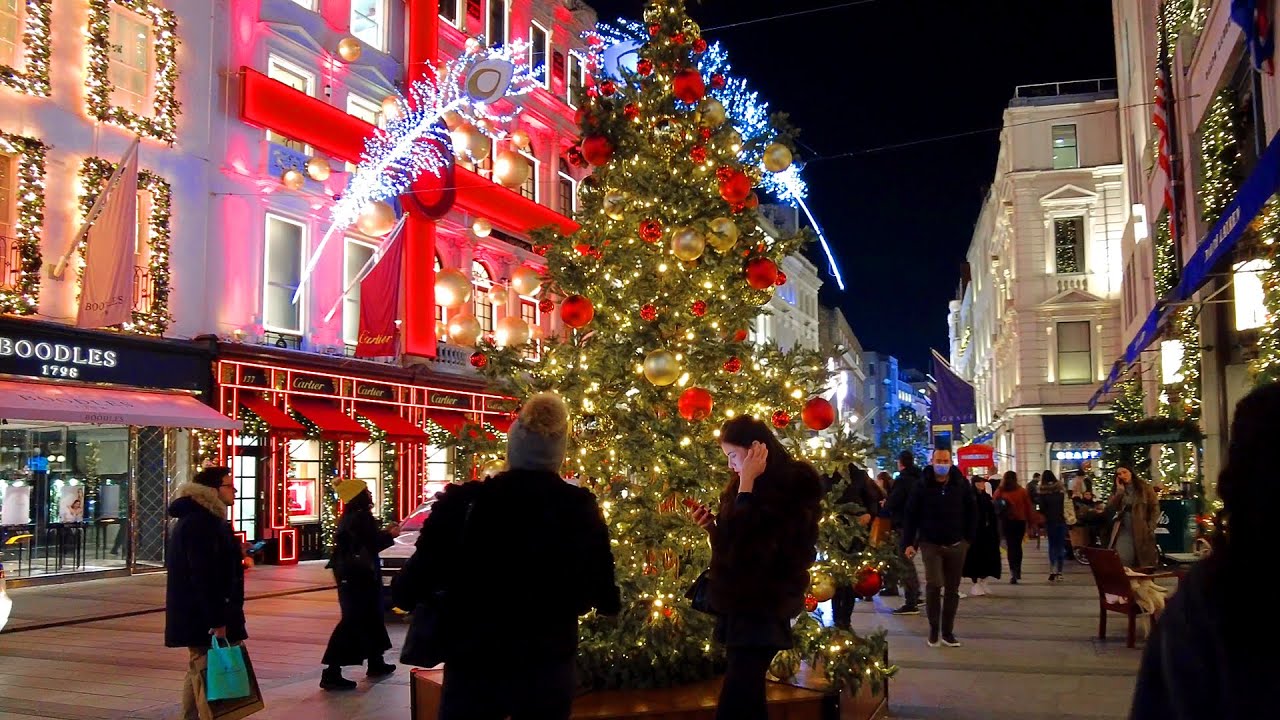 London New Bond Street Christmas Lights 2021 | London Night Walk [4K]