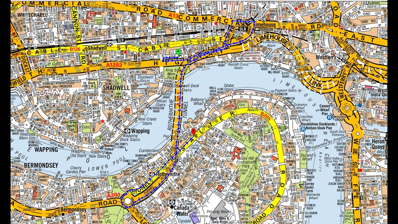 Rotherhithe Tunnel Topographical  Route  from North to South for TFL TOPOGRAPHICAL ASSESSMENT 2023