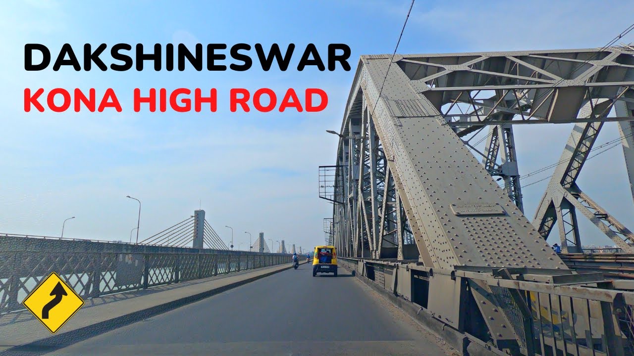 Kolkata Drive: Dakshineswar Crossing: Bally Bridge: Kona High Road: 4K