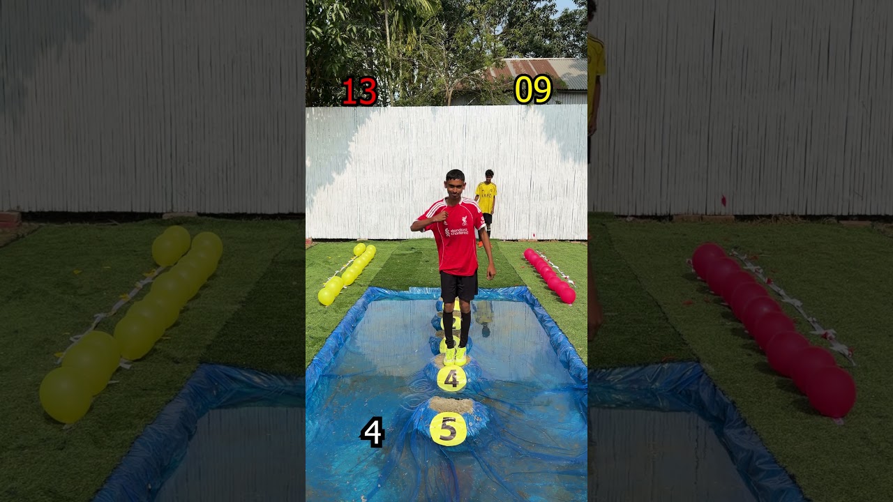 Who will win long jump challenge on water ?