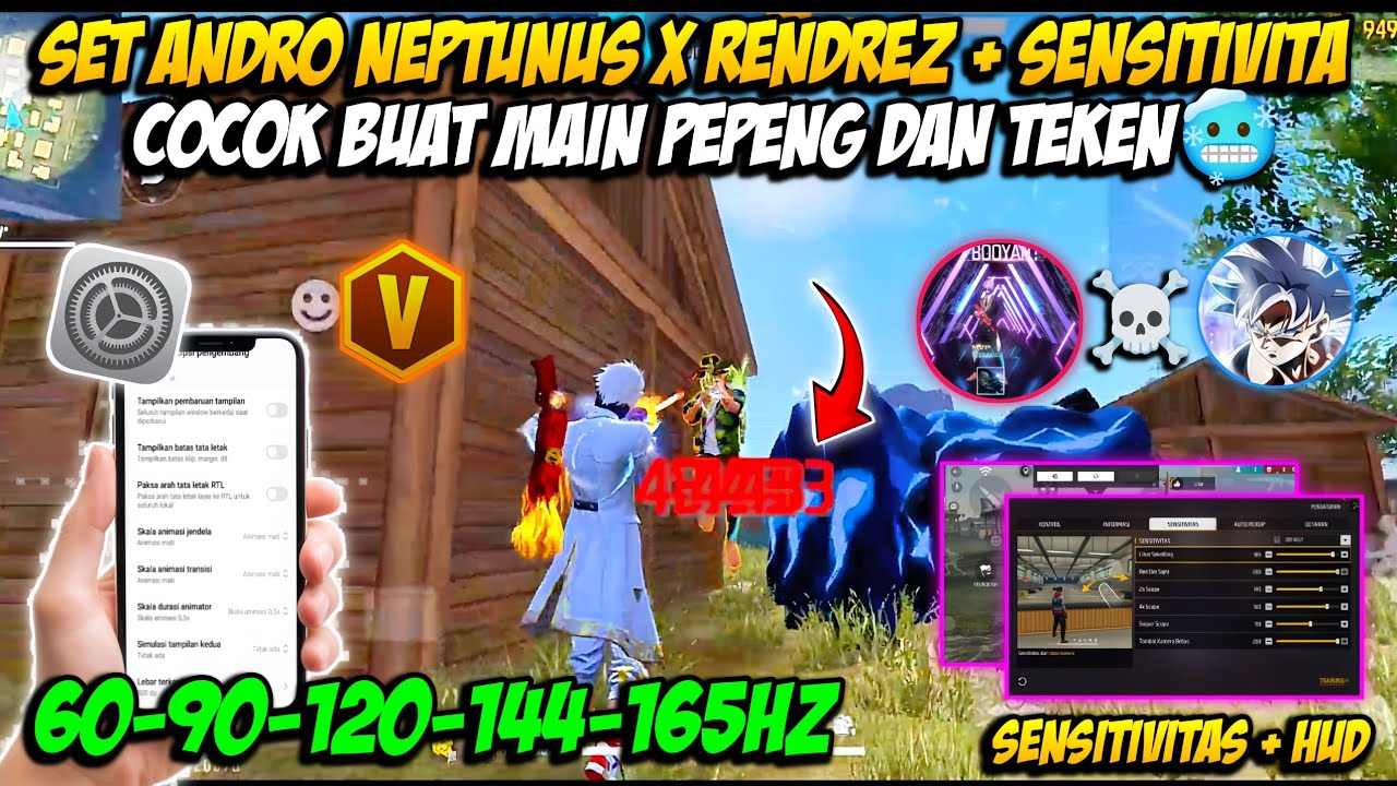 SET ANDRO NEPTUNUS X RENDREZ 60HZ ☠️⚡ SENSITIVITAS FF AUTO HEADSHOT 2025🔥