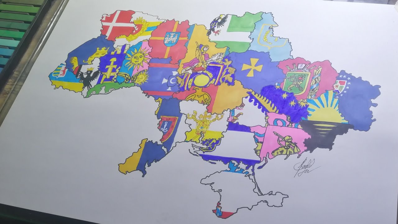 Drawing Ukraine subdivisions flag map | Малювання карти прапора областей України | 🇺🇦