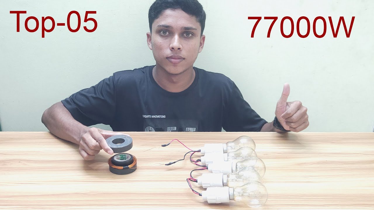 Top 05 Free energy generator 220V 77000W magnetic with light bulb at home