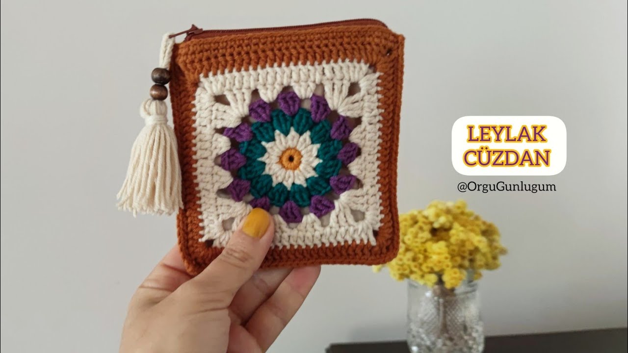 LEYLAK MİNİ CÜZDAN YAPIMI 💜Örgü cüzdan yapımı 🧡 Örgü kulaklık çantası 🧡 Crochet bag