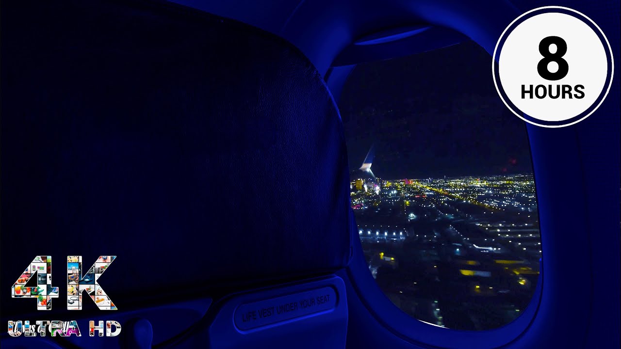 Takeoff & Landing Dark Screen Airplane Ambience | Flight Attendant | Call Ding | Reading, Sleeping