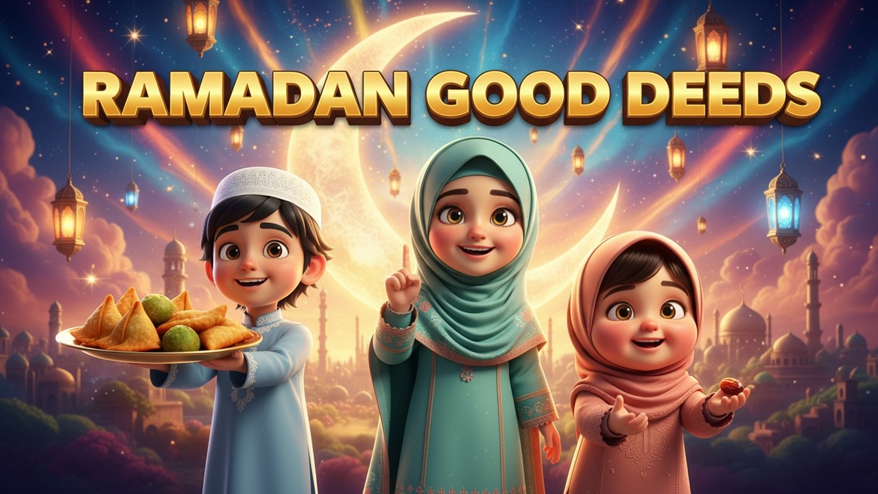 Ramadan Good Deeds Song 🌙 | Islamic Kids Nasheed | Learn Sharing & Dua