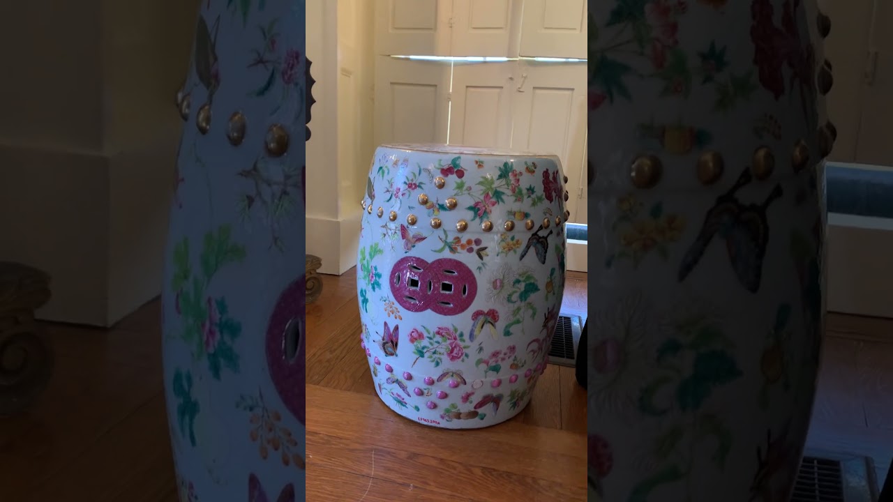 Floral arrangement inspired by 19th century Chinese garden seat