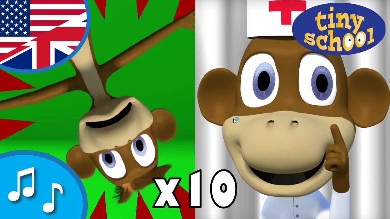 Five Little Monkeys Jumping on the Bed 10 times - Nursery Rhyme Collection for children - tinyschoo