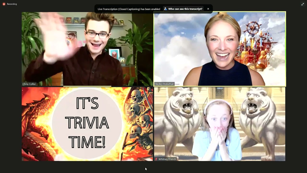 Chris Colfer A Tale Of Sorcery webinar book tour 9/28/2021