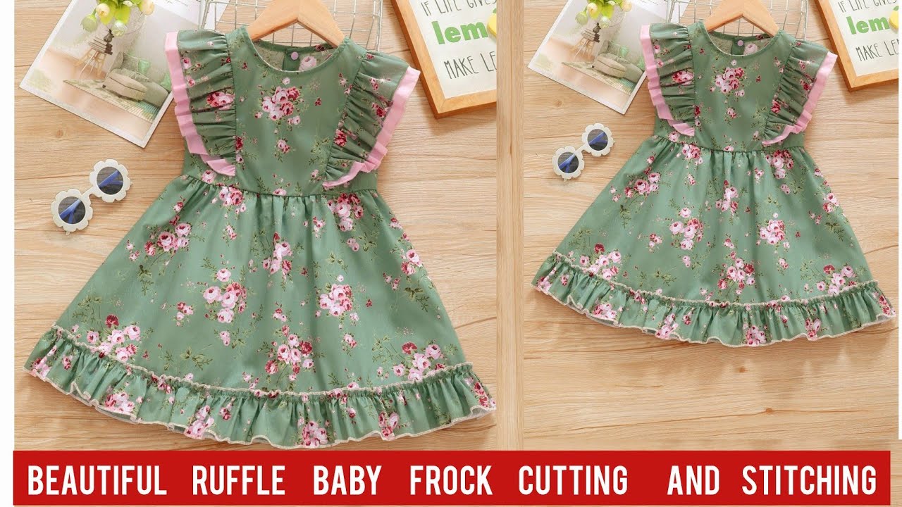 Beautiful Ruffle/Frill Baby Frock Cutting and Stitching/Baby Frock Design