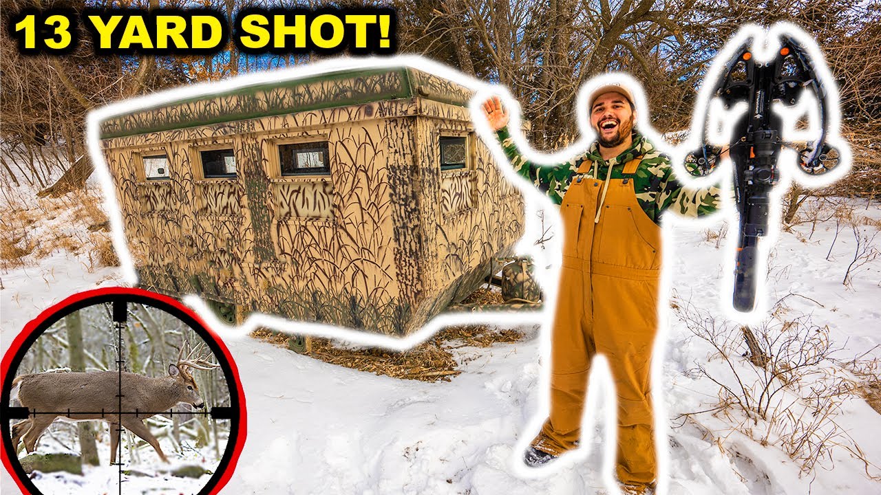 CROSSBOW Deer Hunting in the LUXURY BLIND in My BACKYARD!!! (Catch Clean Cook)