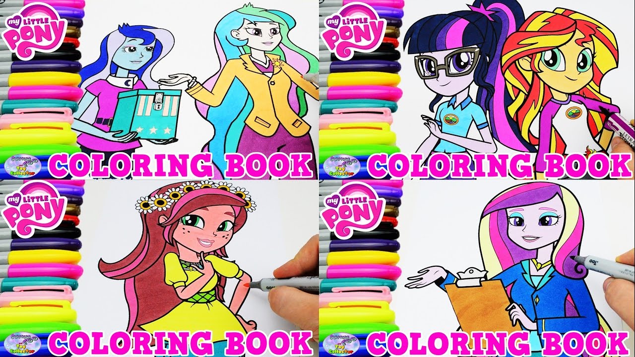 My Little Pony Coloring Book Gloriosa Daisy Sunset Shimmer Luna Surprise Egg and Toy Collector SETC