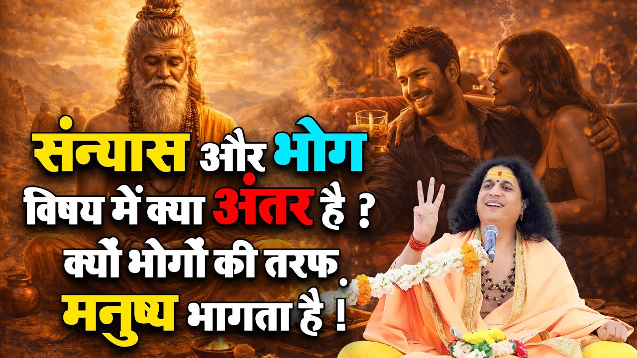 संन्यास और भोग विषय में क्या अंतर है ? क्यों भोगों की तरफ़ मनुष्य भागता है ! #santindradevjimaharaj