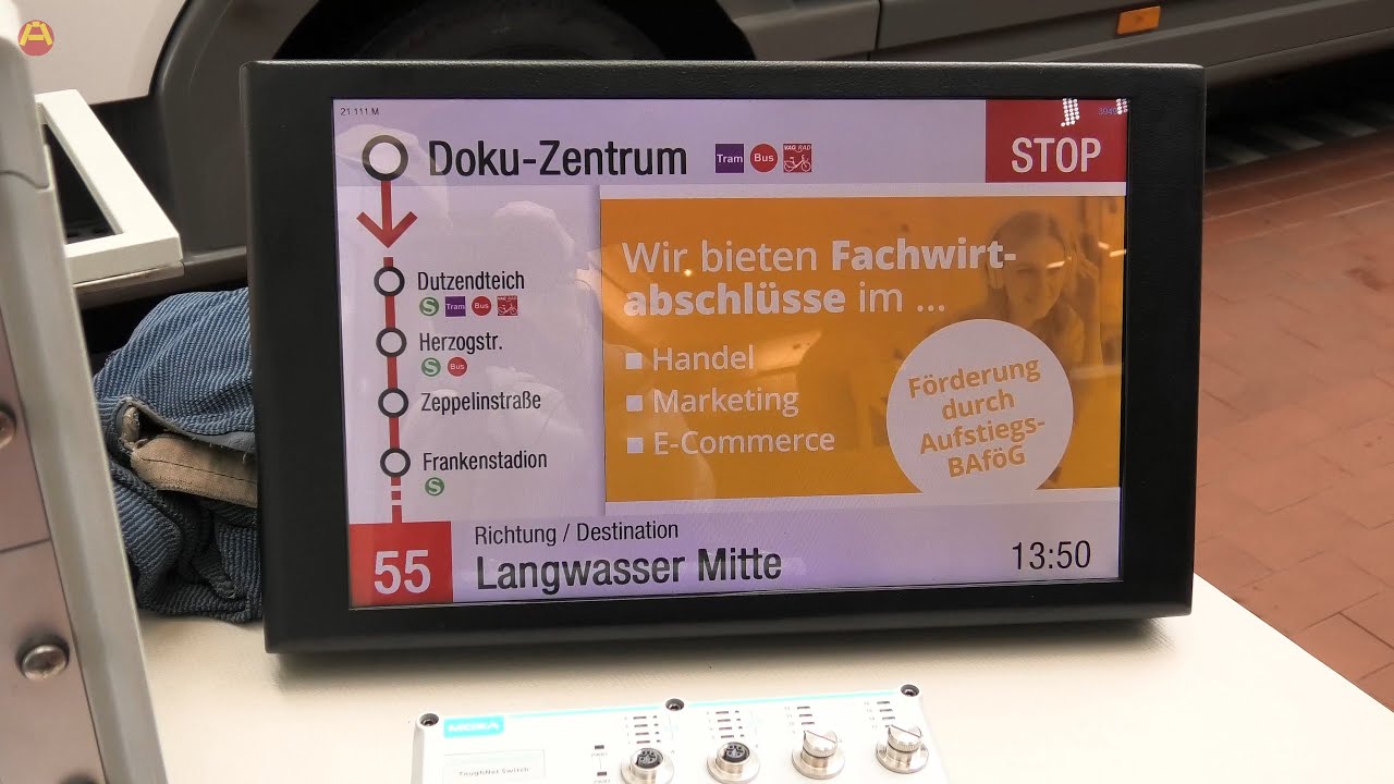 Haltestellen Ansagen der Buslinie 55 (Nürnberg) [100 Jahre Bus]_4K