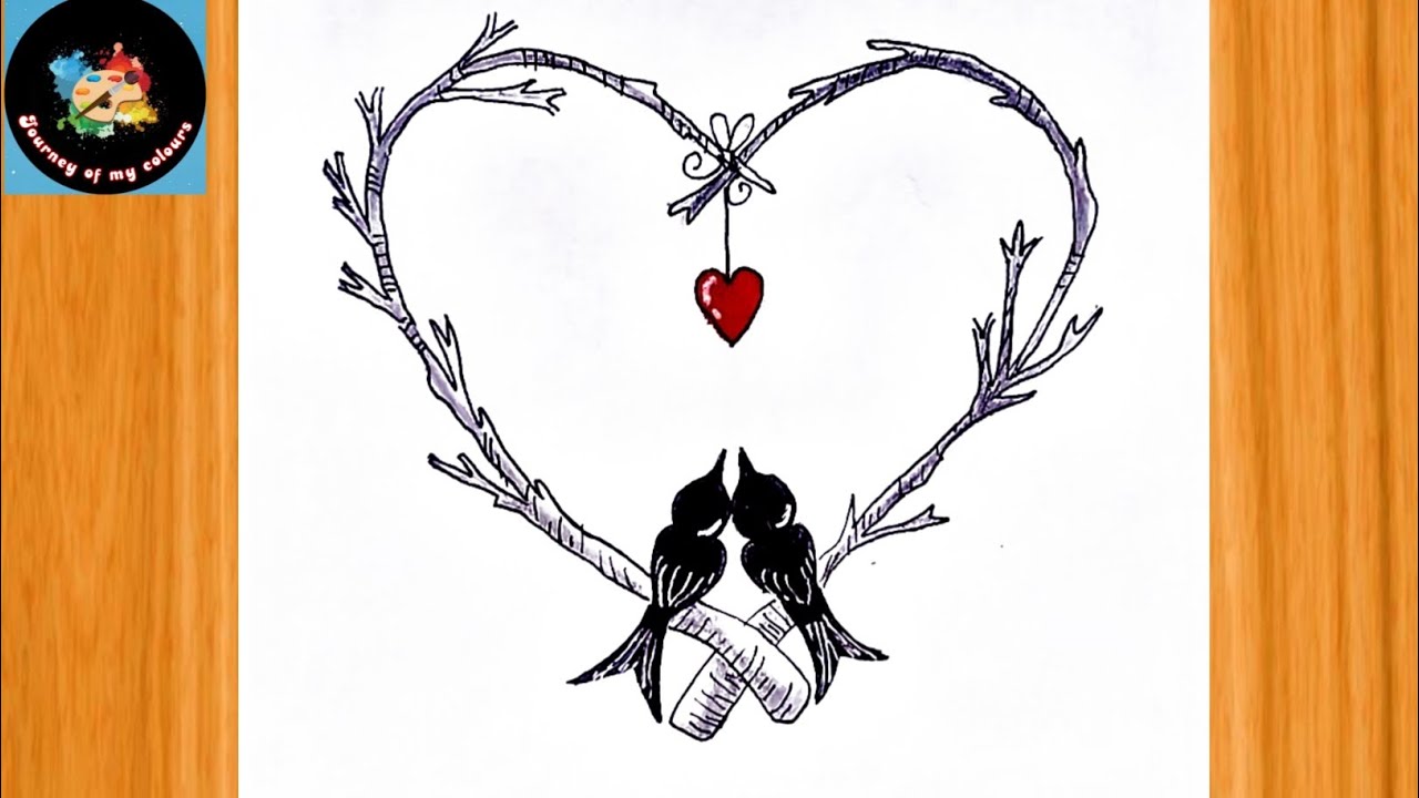 💕 Love Birds Drawing For Valentine's ❤️ Day|| Happy Valentine's Day Drawing|| Pencil Drawing.