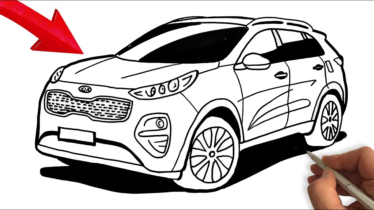 How To Draw Kia Sportage - Very Easy Car Drawing - How to simple draw a car