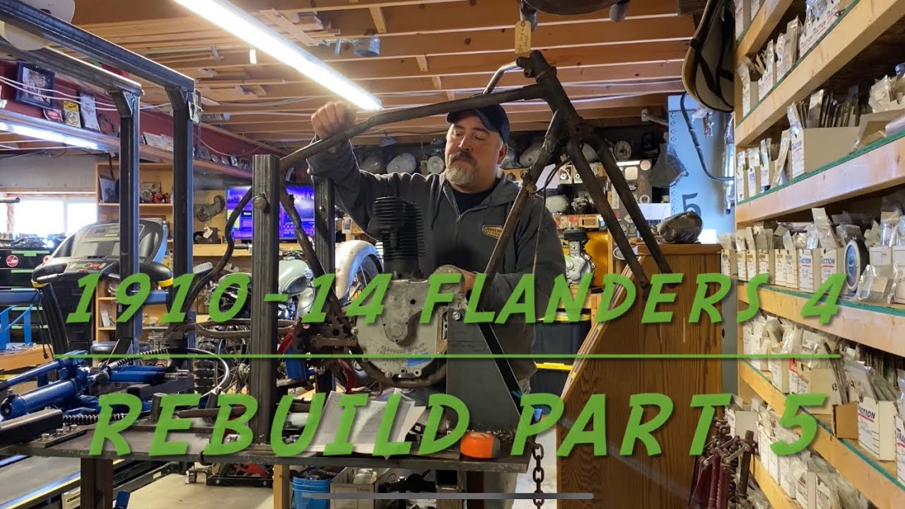 1910-14 Flanders 4 Part 5 Motorcycle rebuild .Frame work and looking over the exhaust.