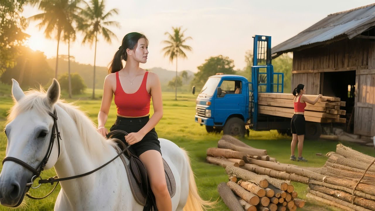 Buy Wood and Building Materials, Use Truck Transport to Build Stable for White Horse | Farm Farm TV
