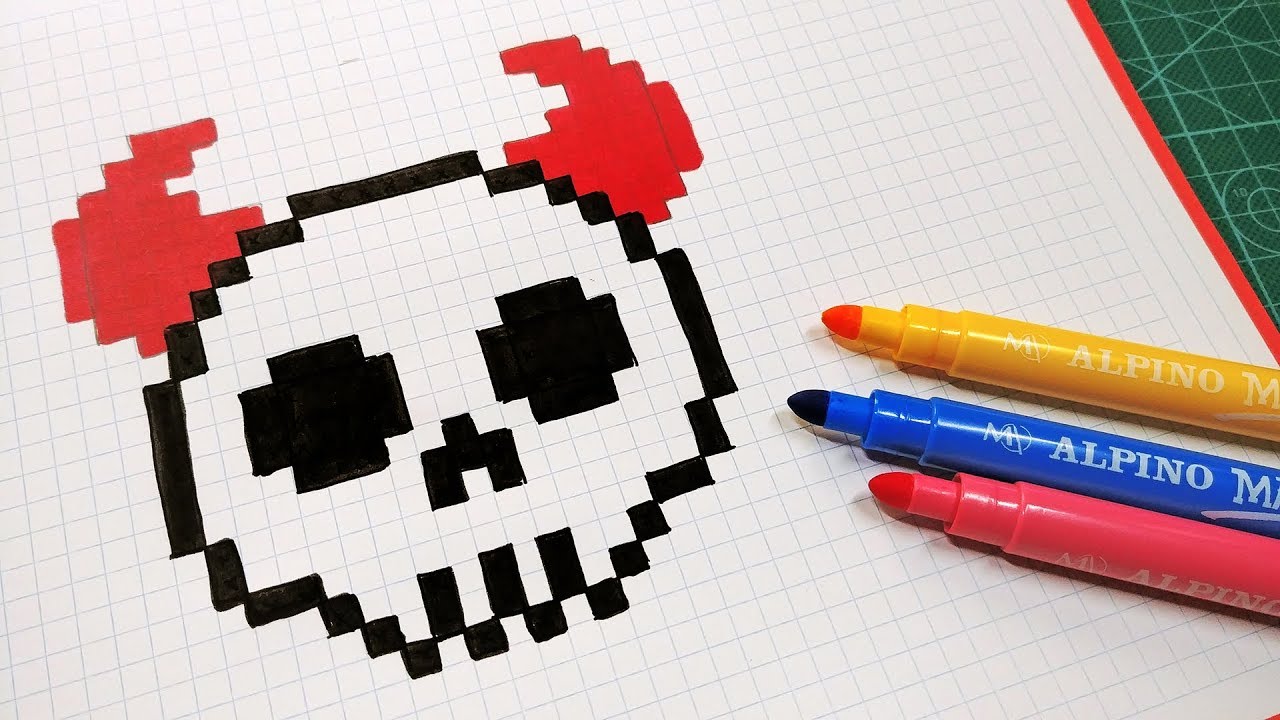 Halloween Pixel Art - How To Draw Skull with Horns #pixelart