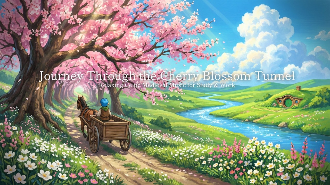 Relaxing Celtic Medieval Music for Study & Work | Journey Through the Cherry Blossom Tunnel