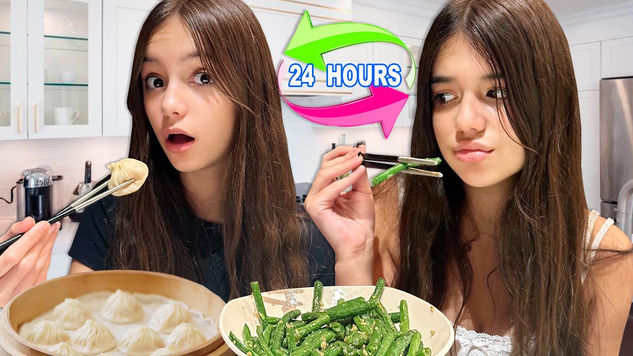 SWAPPING DIETS with my sister for 24 HOURS! | Emily and Evelyn