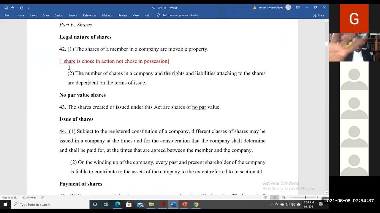 COMPANY LAW - SHARES (Part 1)