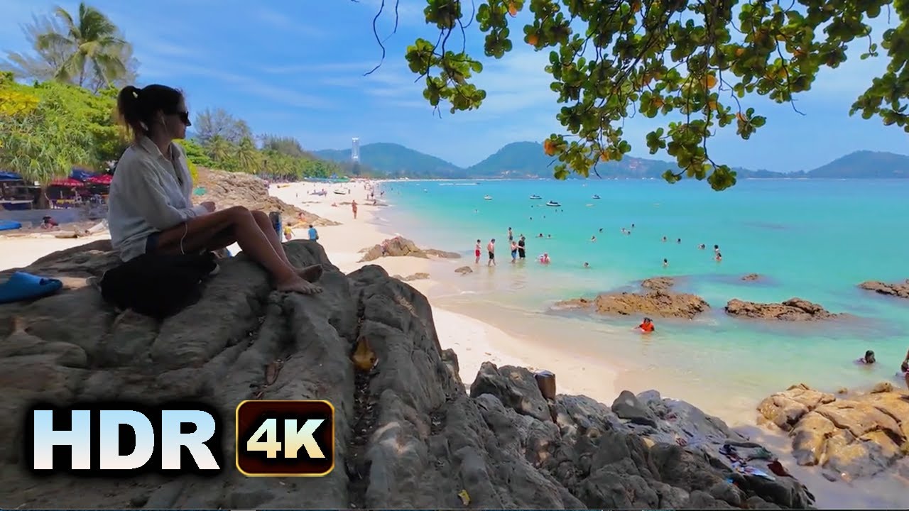 HDR 4K  //  PHUKET  Patong  Fuga Beach Club  North Patong Beach  -  Virtual Walk Thailand